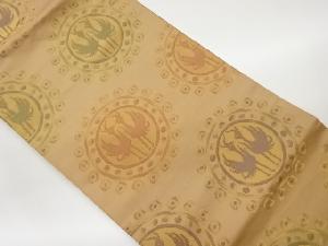 連珠もんに向かい鳥模様織出し名古屋帯